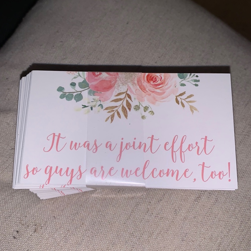100 business cards for co-ed baby shower floral
